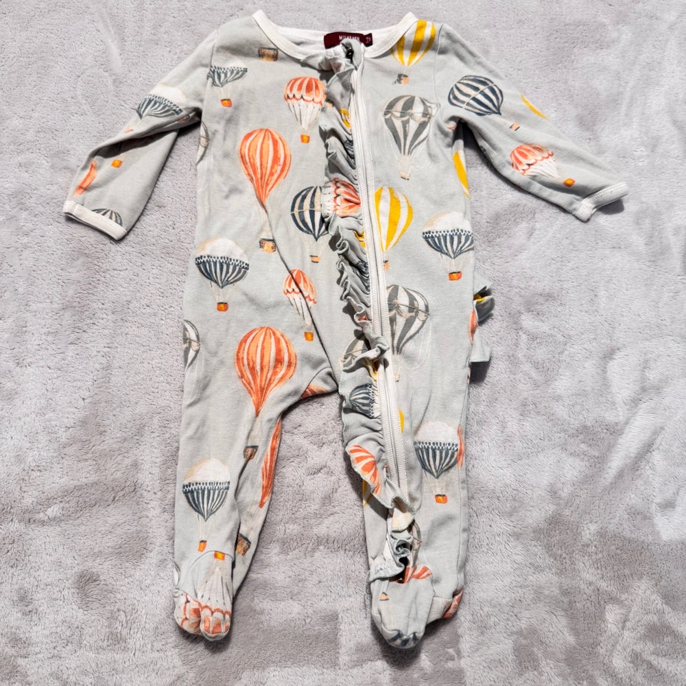Milkbarn Organic Cotton Snap Footed‎ Romper Vintage Balloons